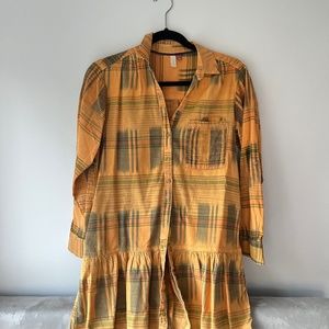 Anthropologie Pilcro Tangier Mini Shirtdress Yellow Motif | Size M